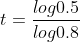 t=\frac{log0.5}{log0.8}